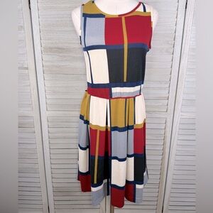 J. TAYLOR Colorblock Fit & Flare Sleeveless Dress-8